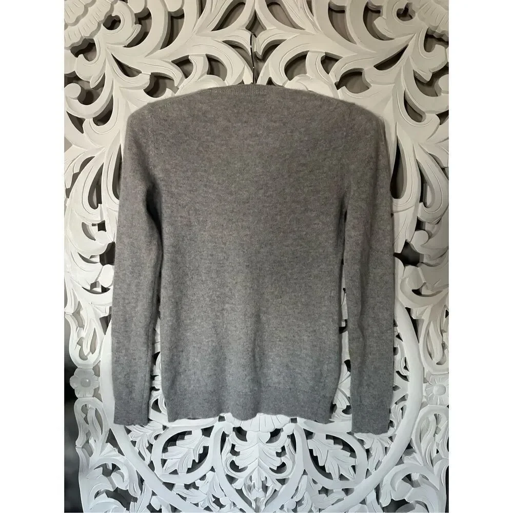 Grey Cashmere V-neck Sweater